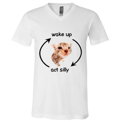 Wake Up Act Silly Cat | Wake Up Act Silly Cat Kids Women Men V-Neck T-Shirt