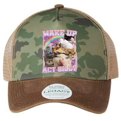 Wake Up Act Silly Funny Cat Meme Lover Cat Legacy Tie Dye Trucker Hat