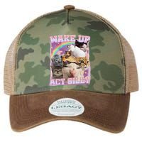 Wake Up Act Silly Funny Cat Meme Lover Cat Legacy Tie Dye Trucker Hat