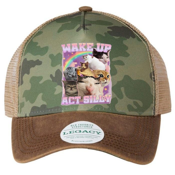 Wake Up Act Silly Funny Cat Meme Lover Cat Legacy Tie Dye Trucker Hat