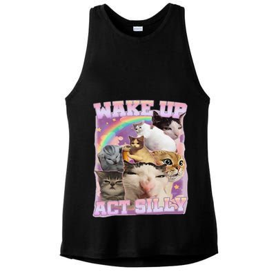Wake Up Act Silly Funny Cat Meme Lover Cat Ladies PosiCharge Tri-Blend Wicking Tank