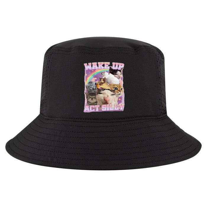 Wake Up Act Silly Funny Cat Meme Lover Cat Cool Comfort Performance Bucket Hat