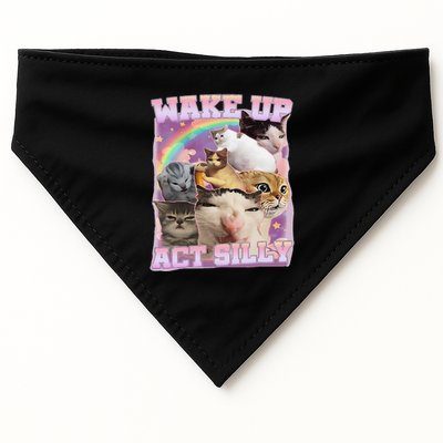 Wake Up Act Silly Funny Cat Meme Lover Cat USA-Made Doggie Bandana