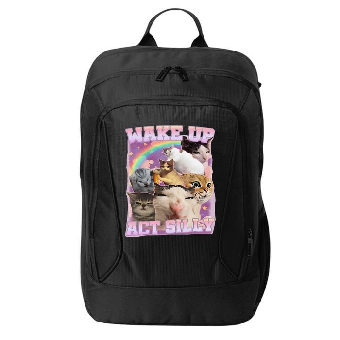Wake Up Act Silly Funny Cat Meme Lover Cat City Backpack