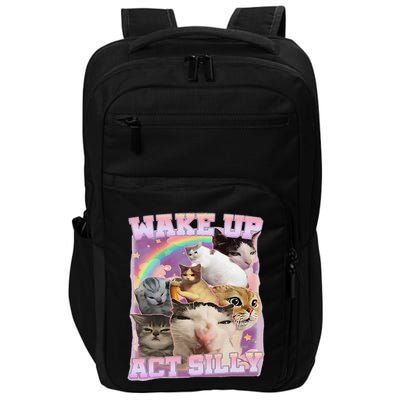 Wake Up Act Silly Funny Cat Meme Lover Cat Impact Tech Backpack