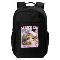 Wake Up Act Silly Funny Cat Meme Lover Cat Backpack