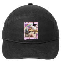 Wake Up Act Silly Funny Cat Meme Lover Cat 7-Panel Snapback Hat
