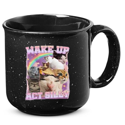 Wake Up Act Silly Funny Cat Meme Lover Cat 15oz Campfire Ceramic Mug