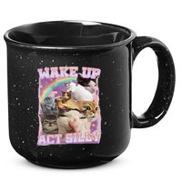 Wake Up Act Silly Funny Cat Meme Lover Cat 15oz Campfire Ceramic Mug