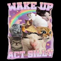Wake Up Act Silly Funny Cat Meme Lover Cat Drawstring Bag