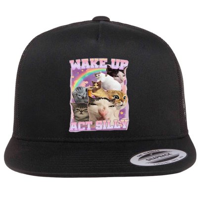 Wake Up Act Silly Funny Cat Meme Lover Cat Flatbill Hat