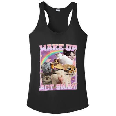 Wake Up Act Silly Funny Cat Meme Lover Cat Ladies PosiCharge Competitor Racerback Tank