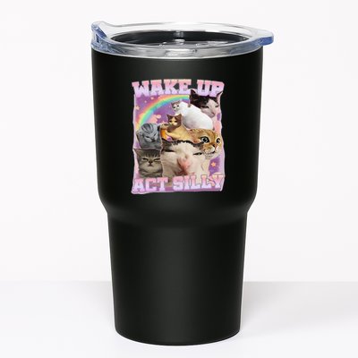 Wake Up Act Silly Funny Cat Meme Lover Cat Tumbler
