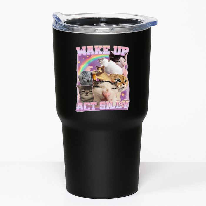 Wake Up Act Silly Funny Cat Meme Lover Cat Tumbler