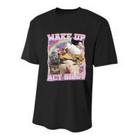 Wake Up Act Silly Funny Cat Meme Lover Cat Youth Performance Sprint T-Shirt