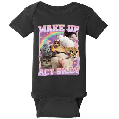 Wake Up Act Silly Funny Cat Meme Lover Cat Baby Bodysuit