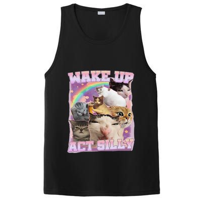 Wake Up Act Silly Funny Cat Meme Lover Cat PosiCharge Competitor Tank