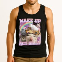 Wake Up Act Silly Funny Cat Meme Lover Cat Tank Top