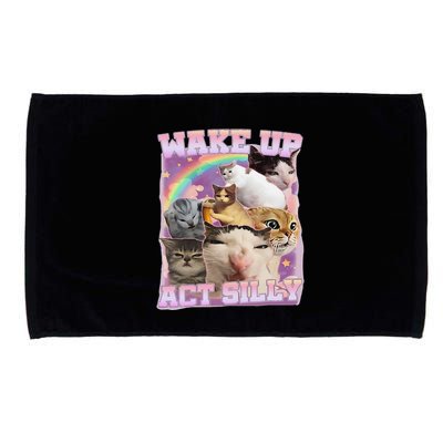 Wake Up Act Silly Funny Cat Meme Lover Cat Microfiber Hand Towel