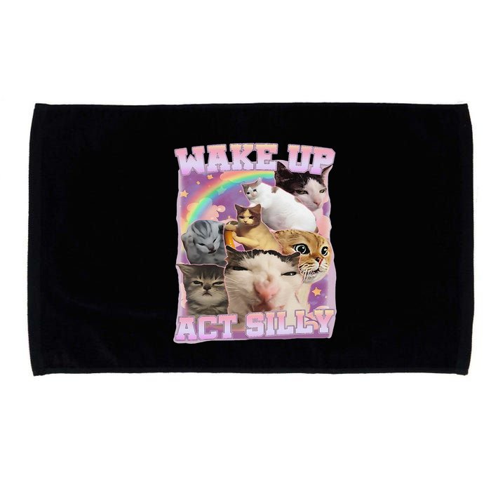 Wake Up Act Silly Funny Cat Meme Lover Cat Microfiber Hand Towel