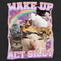 Wake Up Act Silly Funny Cat Meme Lover Cat Microfiber Hand Towel