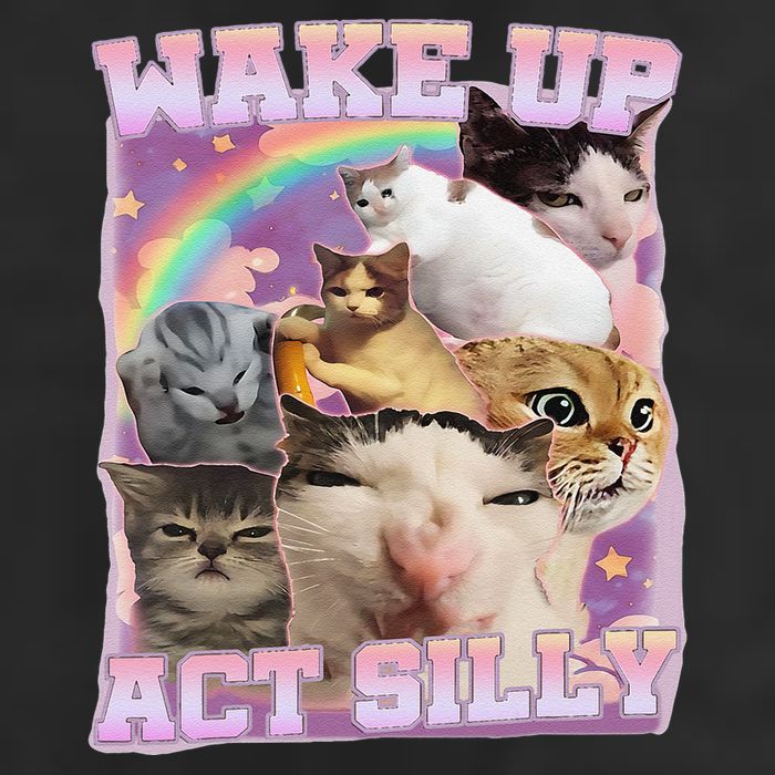 Wake Up Act Silly Funny Cat Meme Lover Cat Microfiber Hand Towel