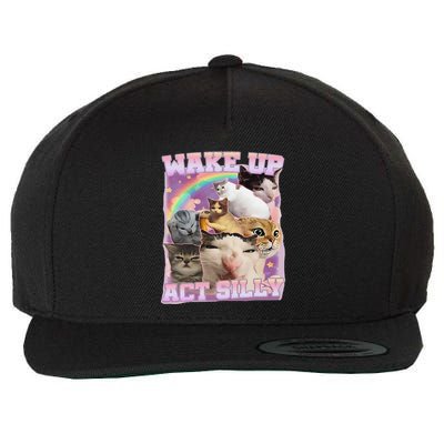 Wake Up Act Silly Funny Cat Meme Lover Cat Wool Snapback Cap