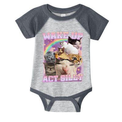 Wake Up Act Silly Funny Cat Meme Lover Cat Infant Baby Jersey Bodysuit