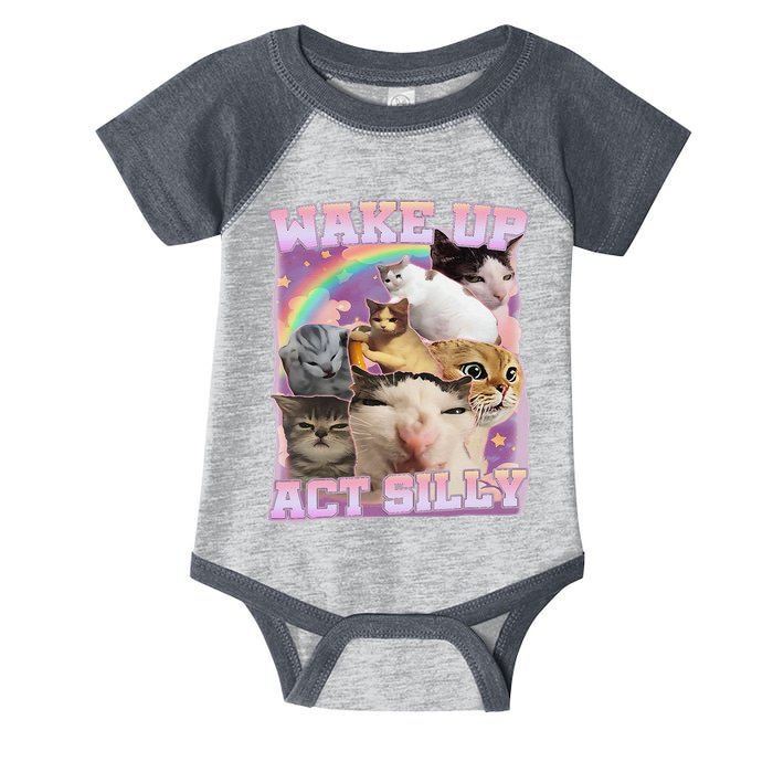 Wake Up Act Silly Funny Cat Meme Lover Cat Infant Baby Jersey Bodysuit