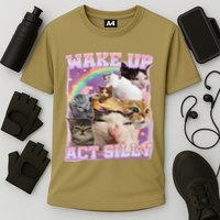 Wake Up Act Silly Funny Cat Meme Lover Cat Performance Shirt