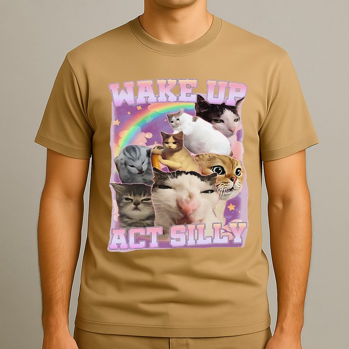 Wake Up Act Silly Funny Cat Meme Lover Cat T-Shirt