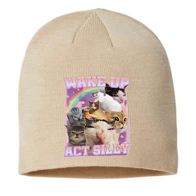 Wake Up Act Silly Funny Cat Meme Lover Cat Sustainable Beanie