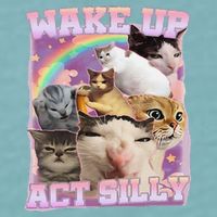Wake Up Act Silly Funny Cat Meme Lover Cat Sueded Cloud Jersey T-Shirt