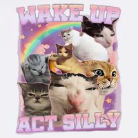 Wake Up Act Silly Funny Cat Meme Lover Cat Garment-Dyed Sweatshirt