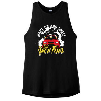 Wake Up And Smell The Race Fuel Ladies PosiCharge Tri-Blend Wicking Tank