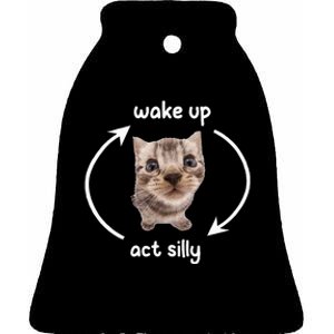 Wake Up Act Silly Cat Wake Up Act Silly Cat Ceramic Bell Ornament