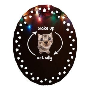 Wake Up Act Silly Cat Wake Up Act Silly Cat Ceramic Oval Ornament