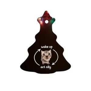 Wake Up Act Silly Cat Wake Up Act Silly Cat Ceramic Tree Ornament