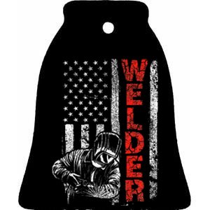 Welder Usa American Welding Worker Metalworking Lover Ceramic Bell Ornament