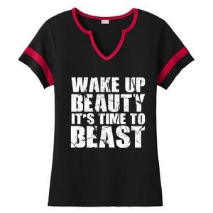 Wake Up Beauty It's Time To Beast Gym Workout Make Up Artist Gift Ladies Halftime Notch Neck Tee