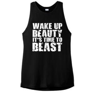 Wake Up Beauty It's Time To Beast Gym Workout Make Up Artist Gift Ladies PosiCharge Tri-Blend Wicking Tank