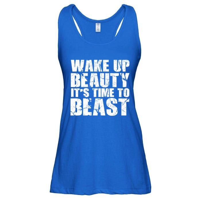 Wake Up Beauty It's Time To Beast Gym Workout Make Up Artist Gift Ladies Essential Flowy Tank