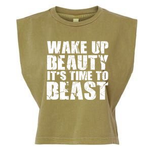 Wake Up Beauty It's Time To Beast Gym Workout Make Up Artist Gift Garment-Dyed Women's Muscle Tee