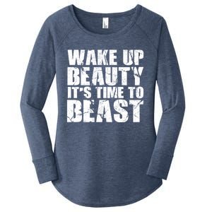 Wake Up Beauty It's Time To Beast Gym Workout Make Up Artist Gift Women's Perfect Tri Tunic Long Sleeve Shirt