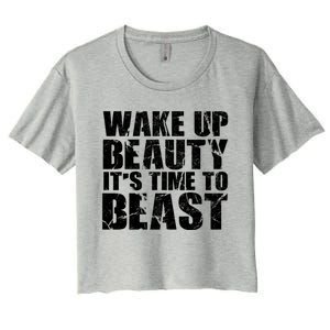 Wake Up Beauty It's Time To Beast Gym Workout Make Up Artist Gift Women's Crop Top Tee