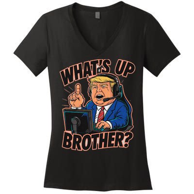 WhatS Up Brother Funny Meme Trump Women's V-Neck T-Shirt