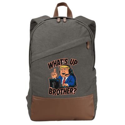 WhatS Up Brother Funny Meme Trump Cotton Canvas Backpack