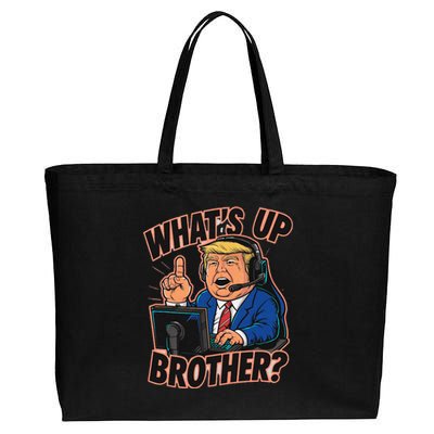 WhatS Up Brother Funny Meme Trump Cotton Canvas Jumbo Tote