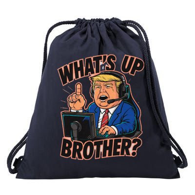 WhatS Up Brother Funny Meme Trump Drawstring Bag