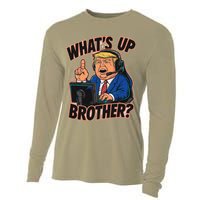 WhatS Up Brother Funny Meme Trump Cooling Performance Long Sleeve Crew